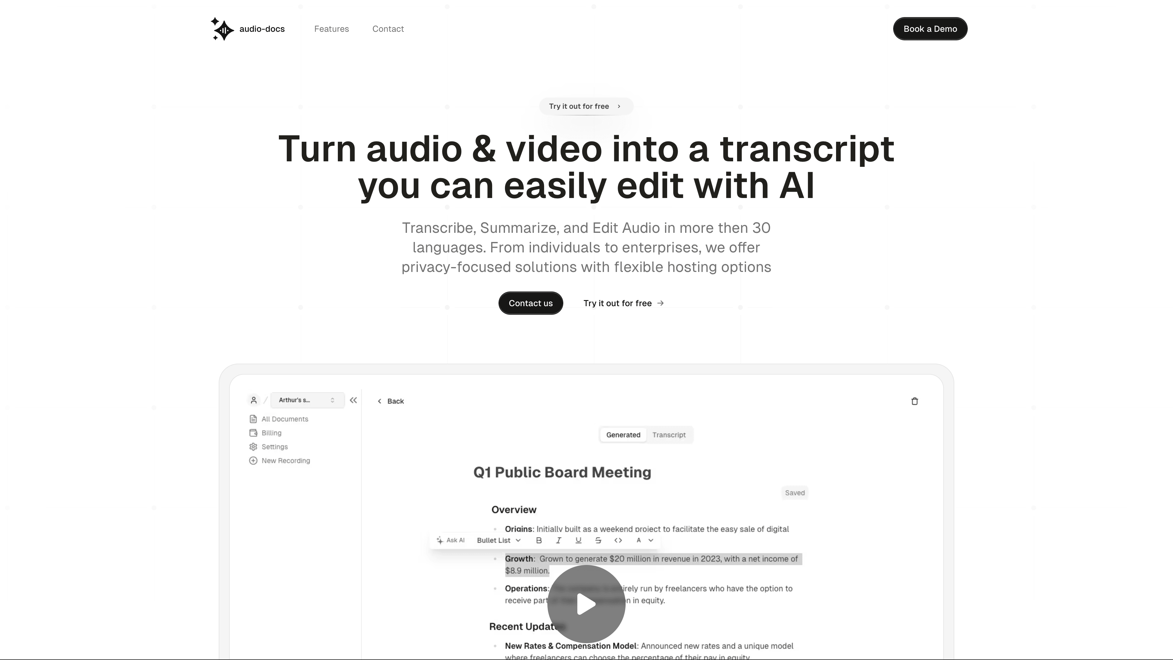audio-docs demo video